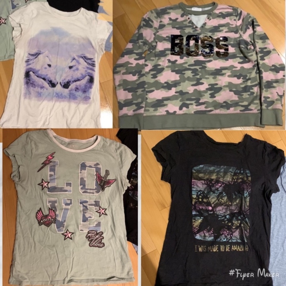 4 Bundle- 1 Sweatshirt, 3 Short Sleeve T-shirts - Children’s Place -size XL (14)